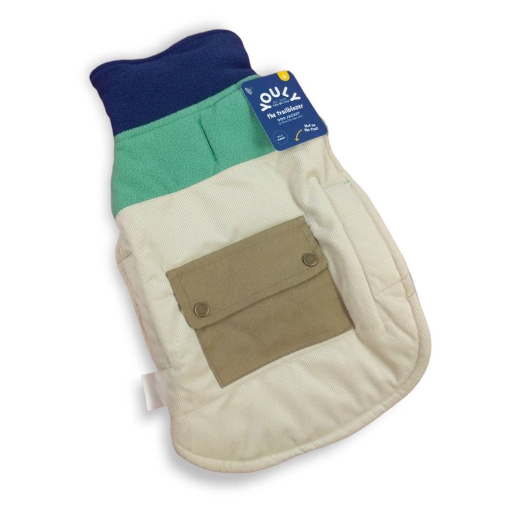 Youly Dog Size Small Trailblazer Green and Tan Puffer Dog Jacket With Pocket New